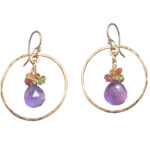 Round Gemstone Earrings With Amethyst