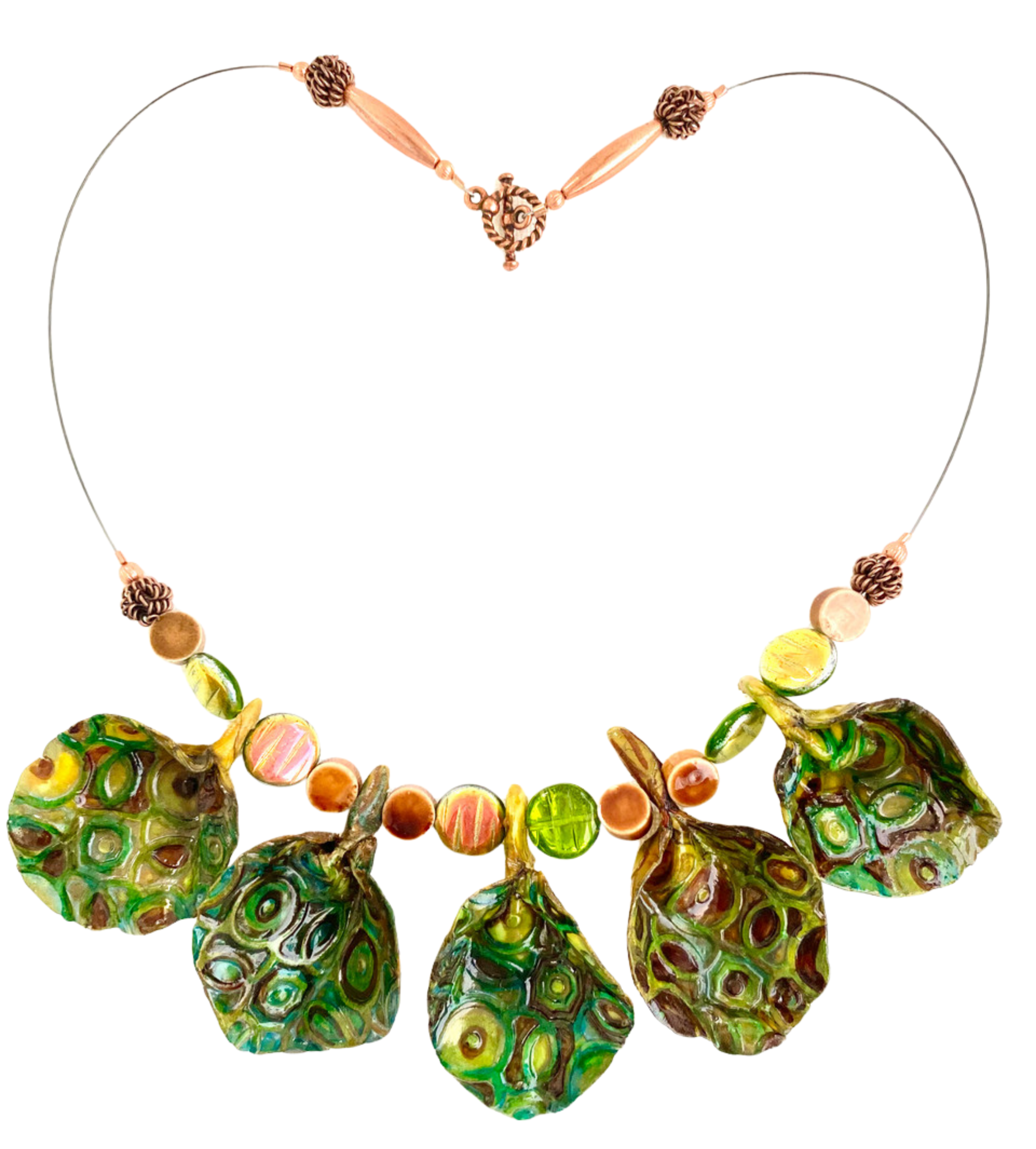 SCULPTED FAUX TURTLE NECKLACE2 Artistic Turtle-Shell Sculpted Necklace - Image 1