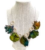 Textured Leaves Sculpted Necklace-Summer - Image 5