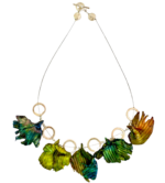 Textured Leaves Sculpted Necklace-Summer