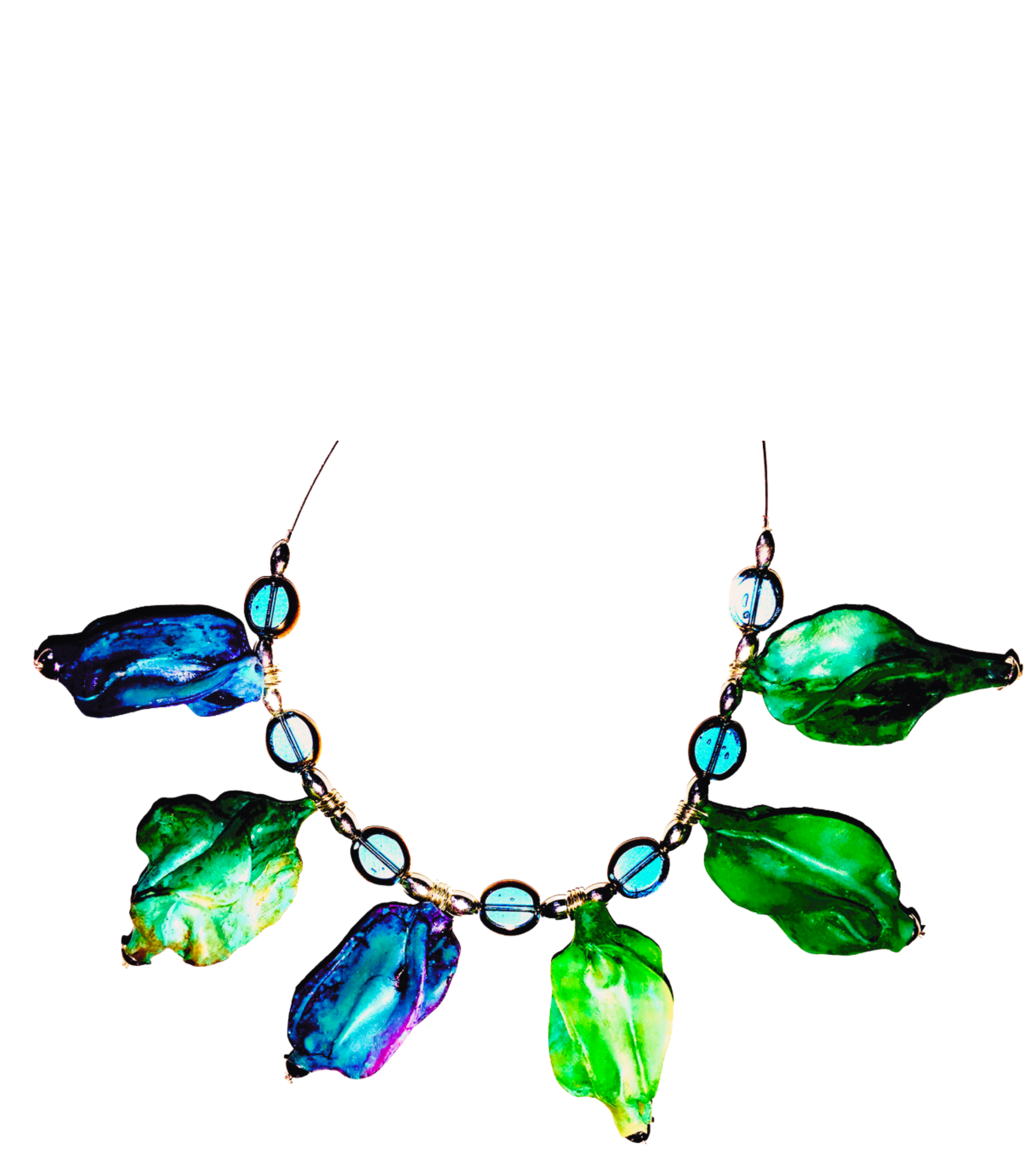 TRANSLUCENT OCEAN PODS NECKLACE 2300X2550 Translucent Ocean Colored Sculptured Necklace - Image 1