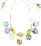 Violet and Green Sea-Glass-Like Sculpted Necklace