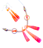 Red Orange Translucent Polymer Clay Necklace and Earrings Set - Image 3