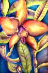 Orange Orchid 1 Watercolor on Canvas