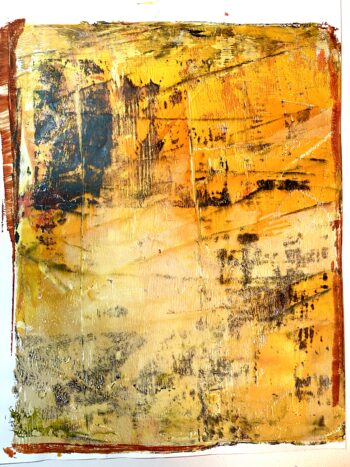 Original Monoprints Modern Orange Set of 4