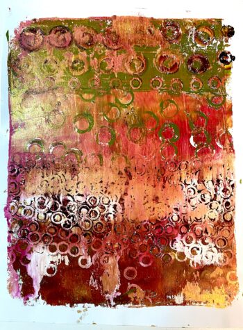 Original Monoprint Royal Reds and Gold Set of 2