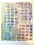 Original Monoprints Blue Gold Geo Set of 4