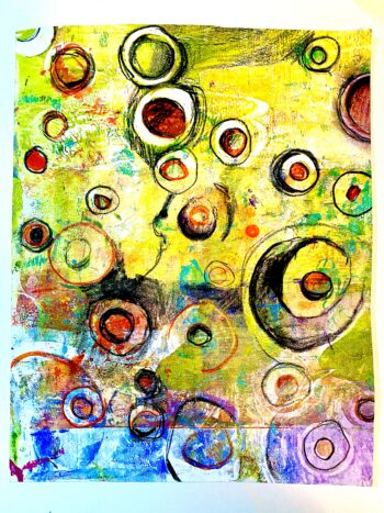 Original Monoprints Circled Colors II Set of 2