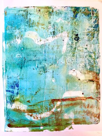 Original Monoprints Aqua Aqua Set of 2