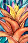 Orange Bromeliad 1 Watercolor on Canvas