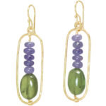 Purple and Green Drop Earrings,