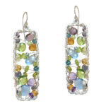 Rectangular Gemstone Earrings, Multi Colored