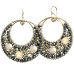 Beaded Pearl Earrings, Round