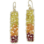 Garnet Dangle Earrings Geometric Style
