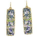 Light Green Dangle Earrings with Blue