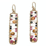 Rectangular Crystal Earrings with Warm Gems