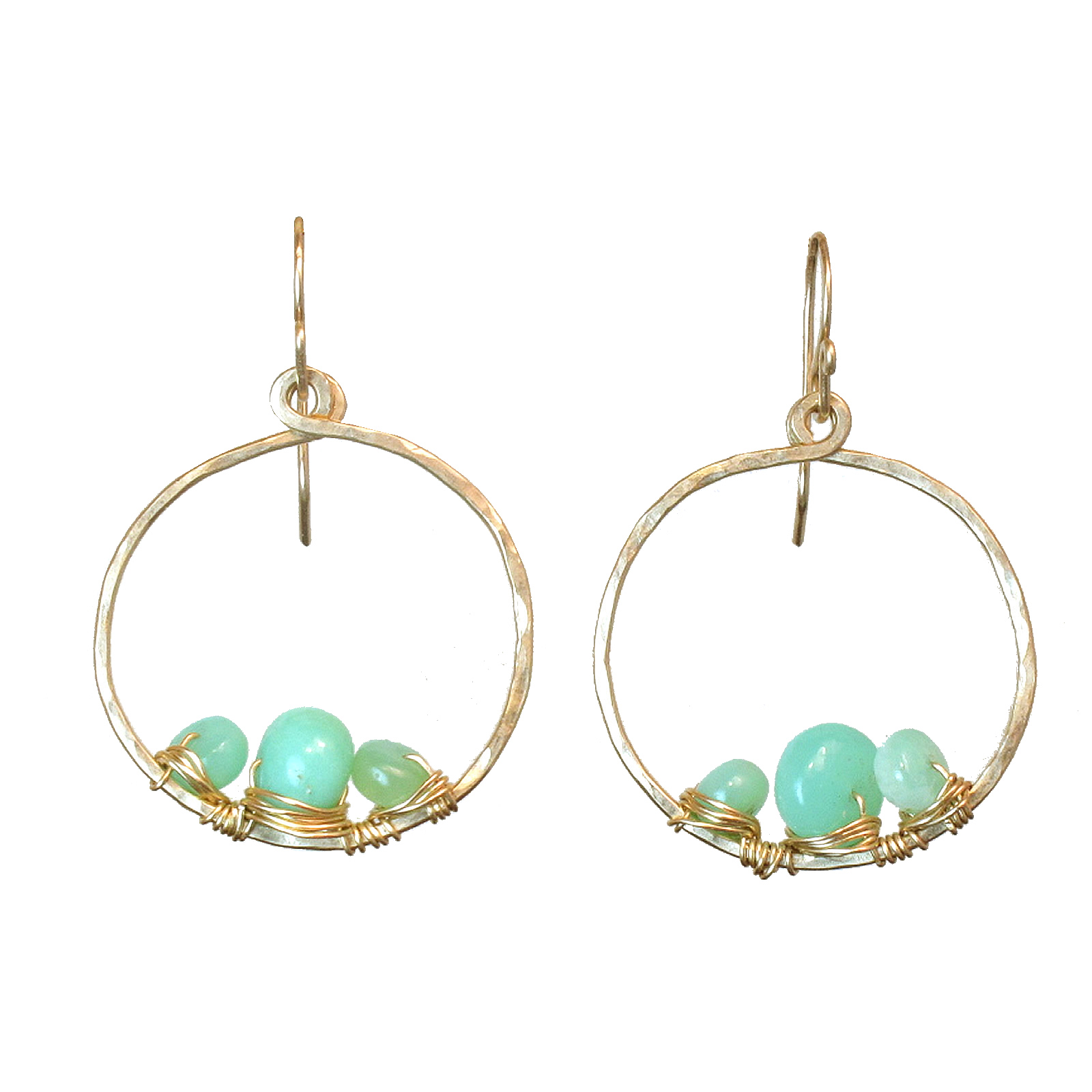 B41y Green Stone Hoop Earrings, Sea-Tones - Image 1