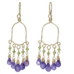 Purple Drop Gemstone Earrings,