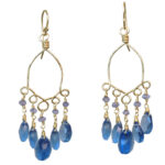 Blue Sapphire Chandelier Earrings With London Blue Quartz