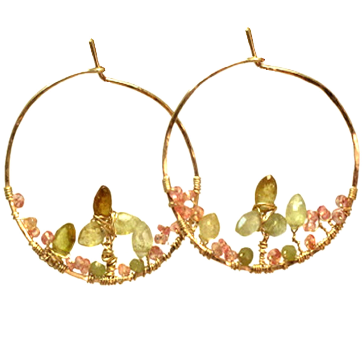 CLP124. Orange Gemstone Earrings in Sunny Dangles, Green Garnet - Image 1