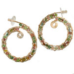 Multi Colored Gemstone Hoop Earrings, Swirled