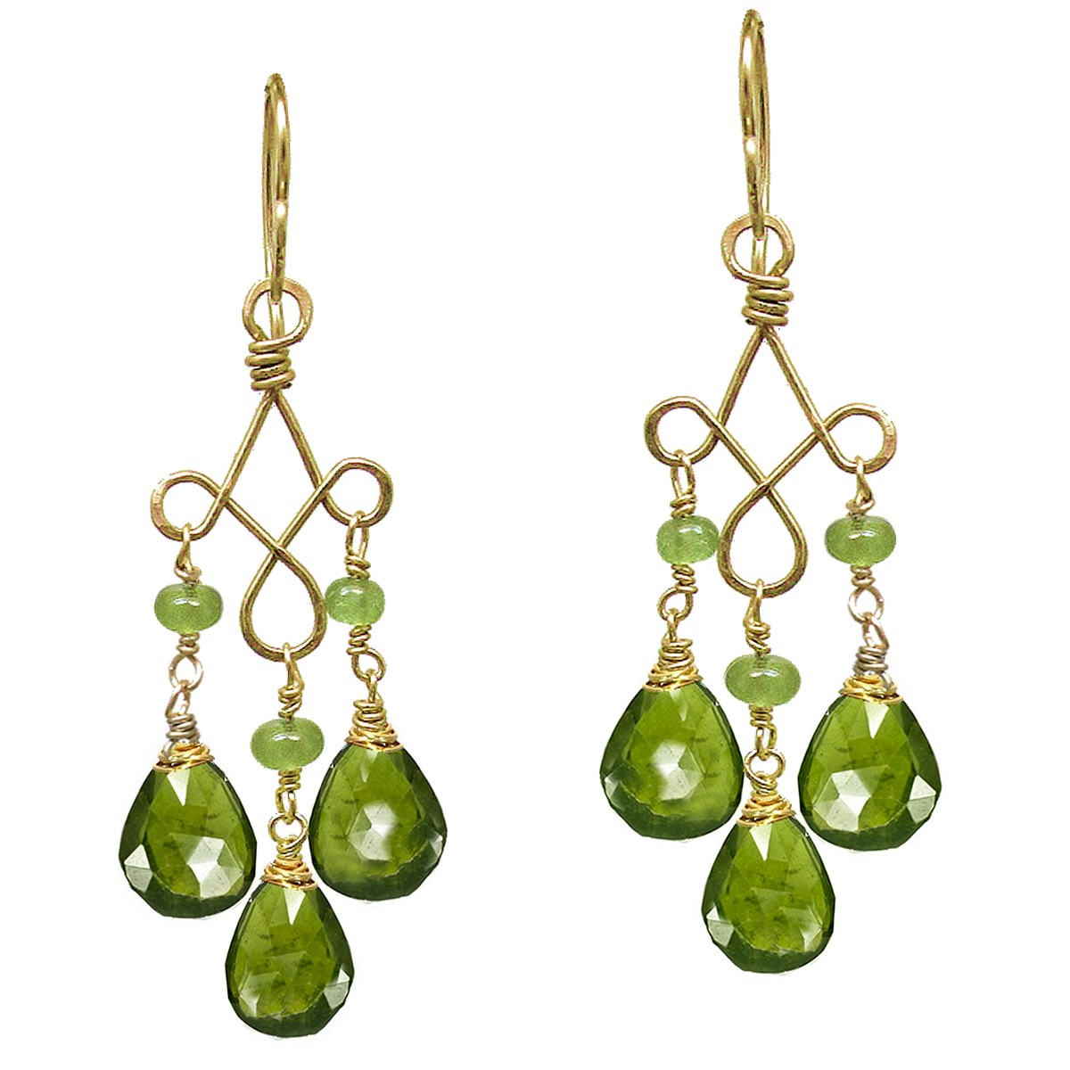 G36... Light Green Dangle Earrings, Drops - Image 1