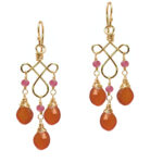 Garnet Chandelier Earrings in Mandarin Red