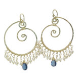 Customizable Swirl Hoop Earrings with Gems and Pearls