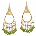 Aqua Crystal Chandelier Earrings with Mixed Gems