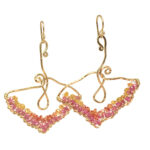 Pink Stone Dangle Earrings, Lotus Shaped