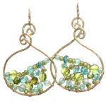 Gold or Silver Dangle Earrings with Aqua Gems