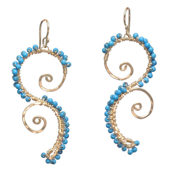 Custom Gem Chandelier Earrings, Swirly