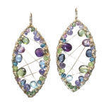 marquise dangle earrings with blue topaz and gems