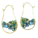 Woven Dangle Earrings with Aqua Gems