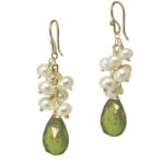 Pearl and Gemstone Earrings, Customizable Dangles