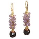 Purple and Black Earrings, Dangle Style