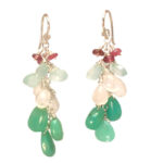 Princess Earrings with Sea Colored Gems