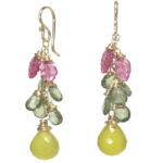 Pink and Green Stone Earrings, Princess Style