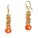 Orange Drop Earrings with Mixed Gems