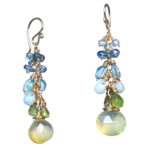 Aqua and Teal Gem Teardrop Earrings