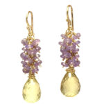 Yellow Stone Dangle Earrings with Mixed Gems