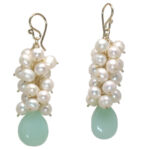Aqua Pearl Drop Dangle Earrings