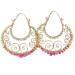 Mandarin Garnet and Ruby Swirl Dangle Earrings