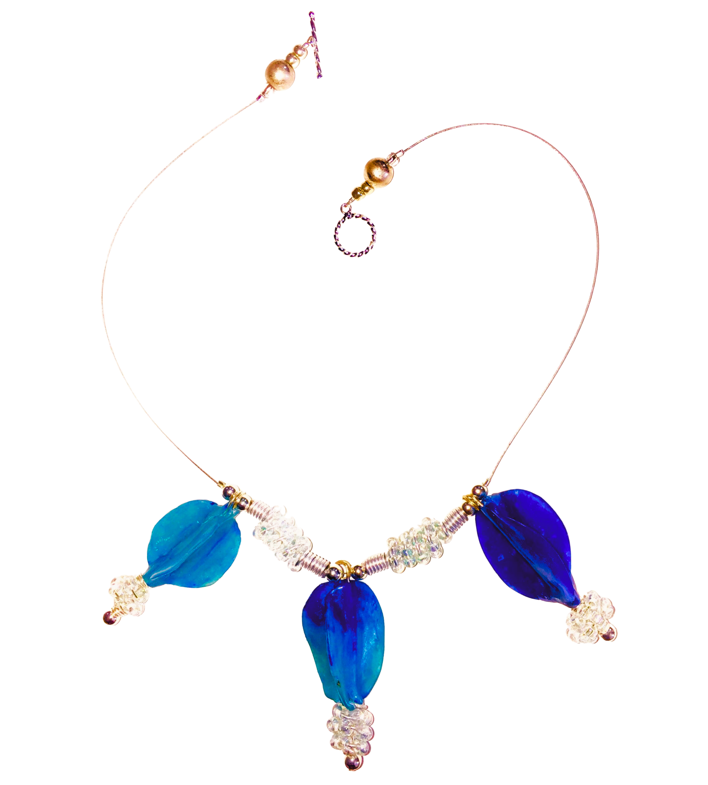 AQUA SCULPTURAL TRANSLUCENT NECKLACE 2300X2550(1) Aqua Sculptural Translucent Polymer Clay Necklace - Image 1